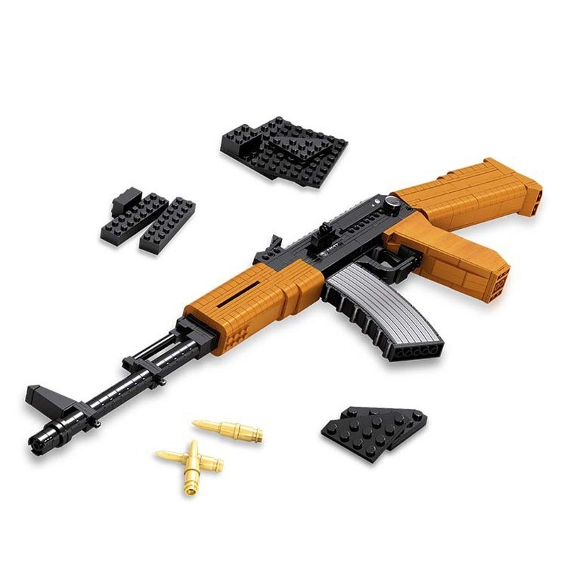 Osni AUSINI ปริศนาประกอบบล็อกอาคารพลาสติก 22706AK47 Assault 617 ชิ้นของเล่นเด็กขายส่ง