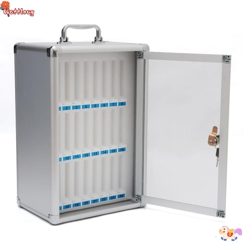 WATTLEUG กล่องเก็บโทรศัพท์มือถือ อลูมิเนียมอัลลอยด์อะคริลิค พกพาด้วยมือ โปร่งใส พร้อมช่องล็อค 6/12/36/48 ช่อง