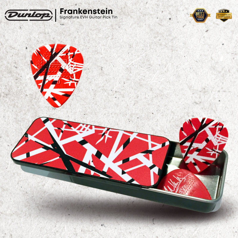 Jim Dunlop EVHPT02 Frankenstein Guitar Pick Tin Eddie Van Halen Max-Grip Guitar Picks 0.60mm, 6 ต่อด