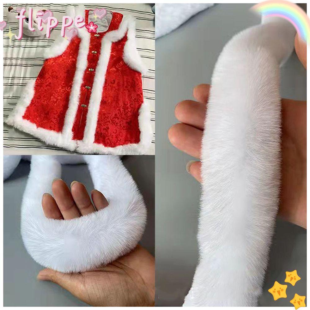 FIPE Furry Ribbon Collar Furry Fluffy เย็บ Faux Rabbit Furry