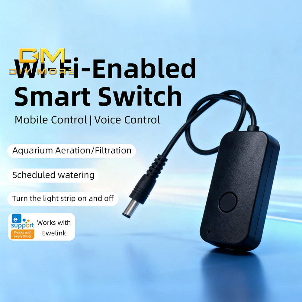 DIYMORE eWeLink สวิตช์จับเวลา Wi-Fi อัจฉริยะและตัวควบคุมพลังงาน สวิตช์ไฟ DC พร้อมแอพมือถือรีโมทคอนโทรลและรองรับควบคุมเสียง (DC 5.5*2.1 มม.)