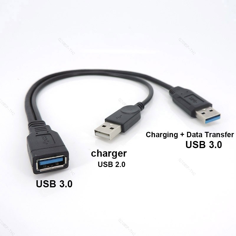 USB 3.0 ประเภท A หญิง Dual USB ชายพร้อมข้อมูลพิเศษ Y สายต่อสําหรับฮาร์ดดิสก์มือถือ TH20B2
