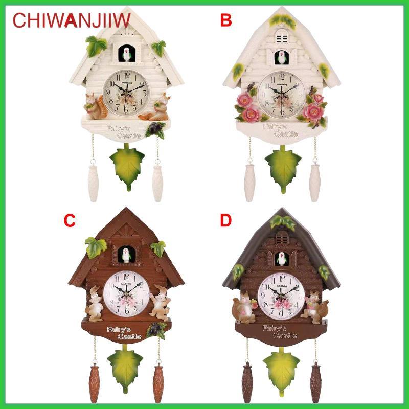 [chiwanjiiw] Cuckoo Wall Clock แบตเตอรี่ดําเนินการเรซินเงียบสําหรับห้องนอนห้องนั่งเล่น Home