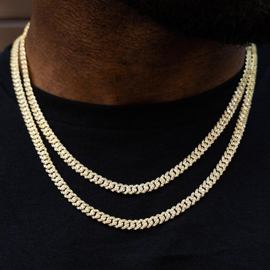 GLD Micro Diamond Prong สร้อยคอคิวบา 18k สีเหลือง Gold-Plated 6 มม.เพชร CZ ความยาว 16-24" เครื่องประ