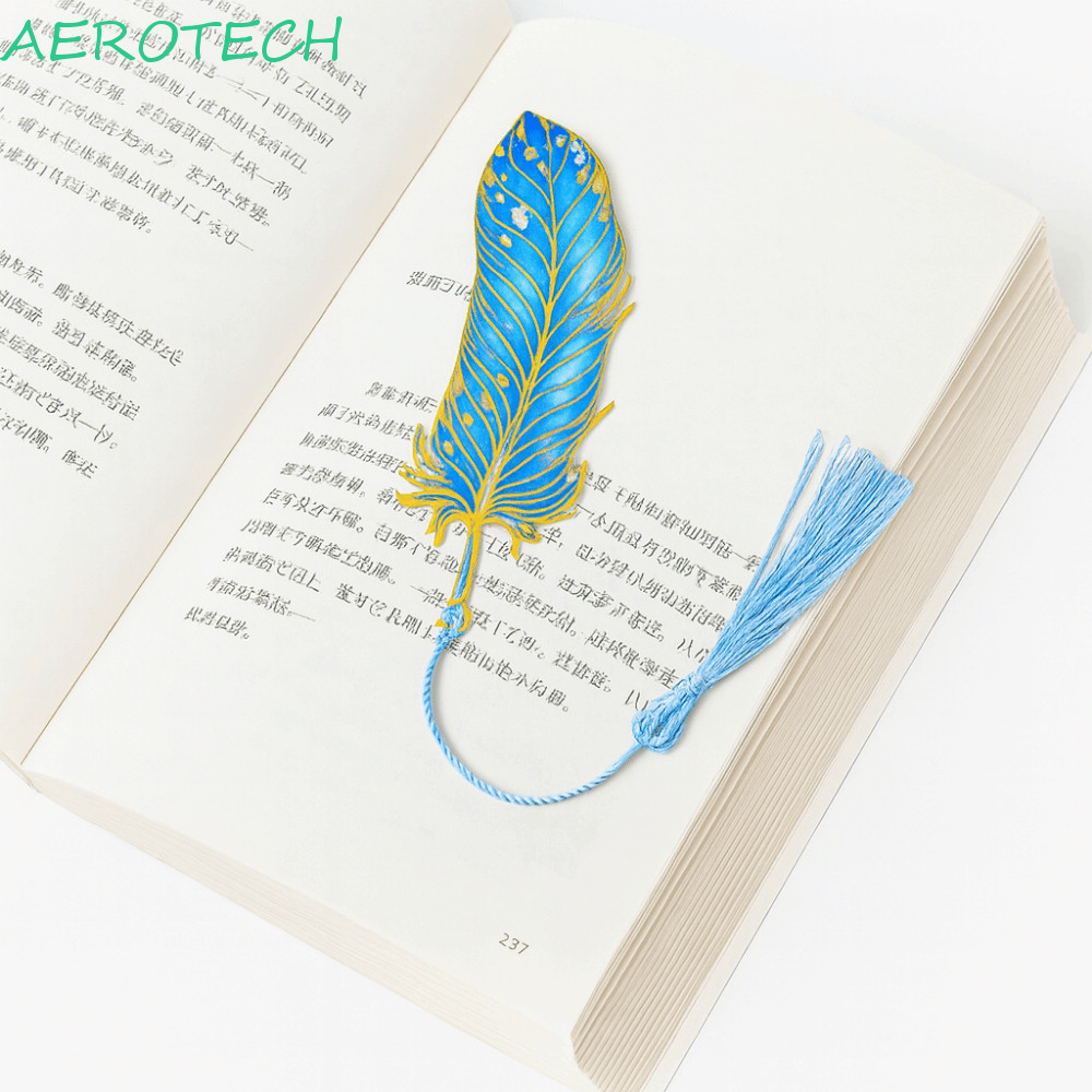 แอโรเทค ที่คั่นหนังสือโลหะการส่งผ่านแสง รูปขนนก ที่คั่นหนังสือขนนกนกยูง ประณีตวินเทจสไตล์จีนสร้างสรรค์ตกแต่งที่คั่นอ่านอุปก