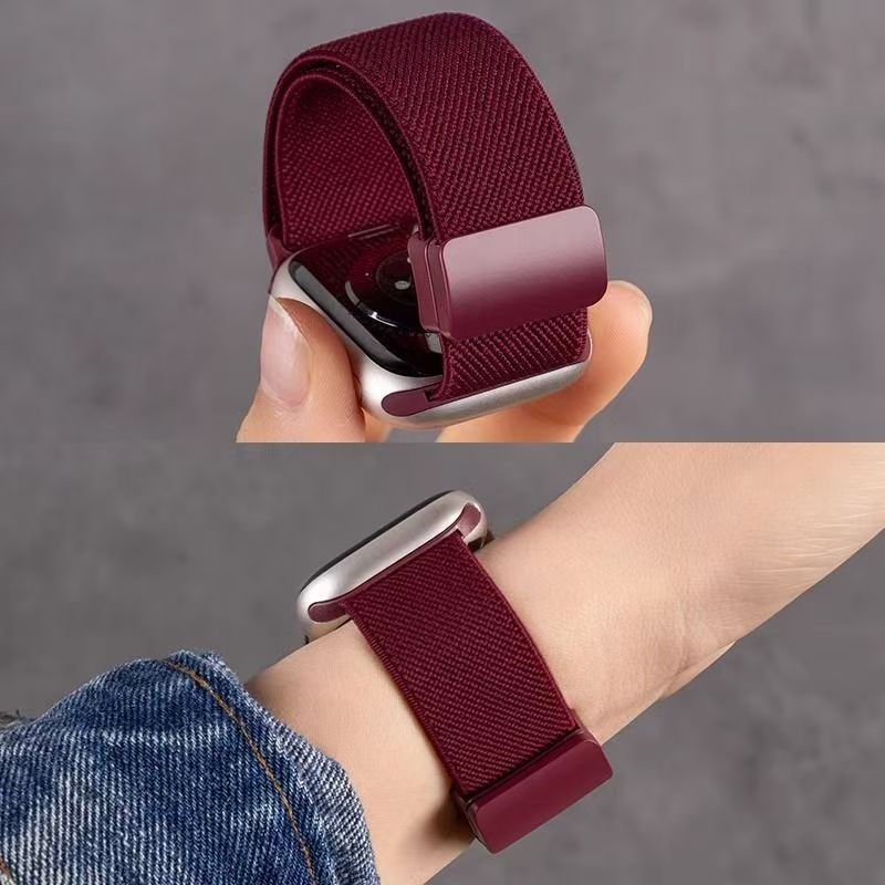 เหมาะสําหรับ S10 นาฬิกา iwatch11 watch8 ไวน์สีแดง wo เหมาะสําหรับ S10 手表iwatch11表带watch8 Burgundy re