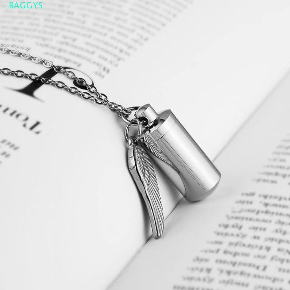 BAGGYS สร้อยคอ Urn ศพ, Creative Vintage Mini Ashes Urn จี้, แฟชั่นเครื่องประดับกระบอก Ash Urn สแตนเล