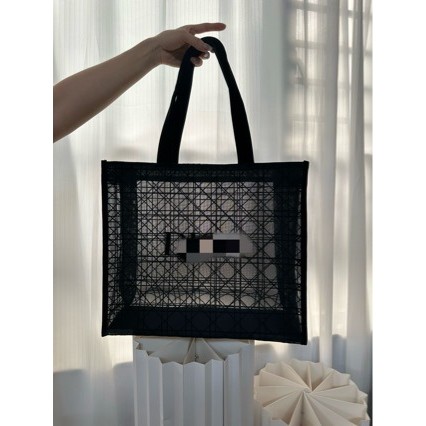 D ของขวัญสมาชิก Lace Gauze Tote กระเป๋าเครื่องสําอางถุงเก็บหวายตรวจสอบกระเป๋าสะดวก [Y]