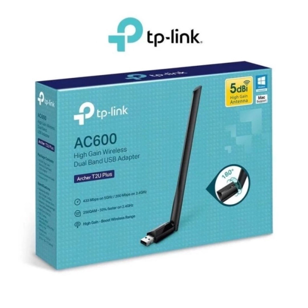 TP-LINK Archer T2U Plus AC600 อะแดปเตอร์ USB Dual Band ไร้สายกําลังสูง