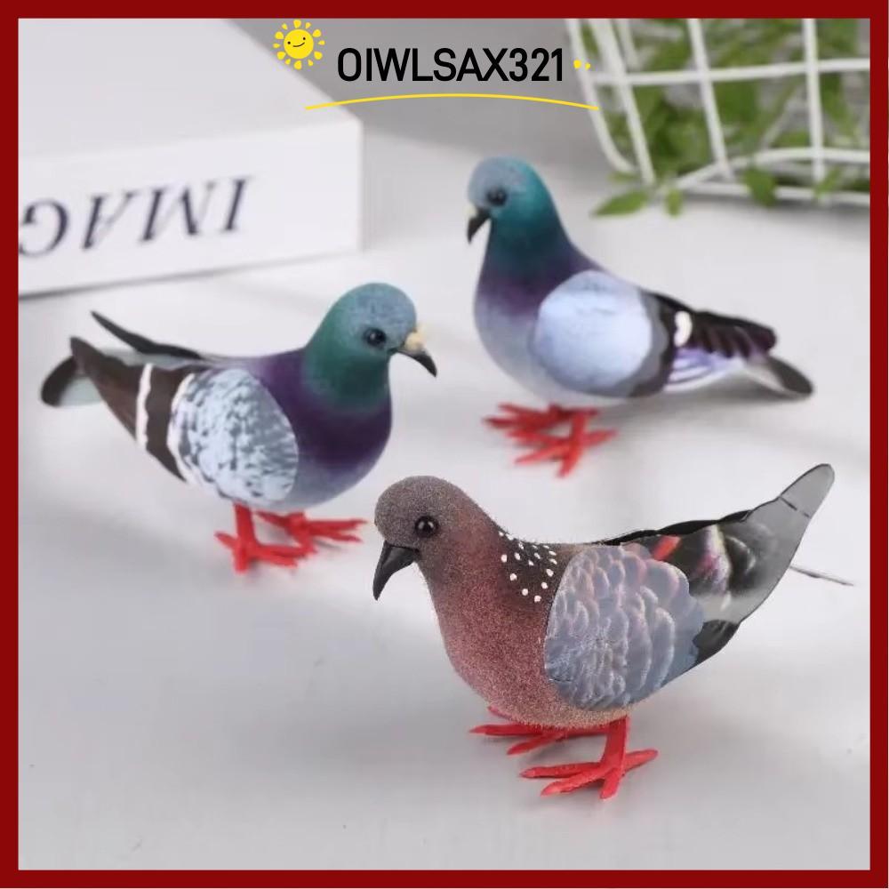 OIWLSAX321 Dove Model, Foam Ornament Simulation Grey , Square Shape Spotted Pattern Sculpture Courty