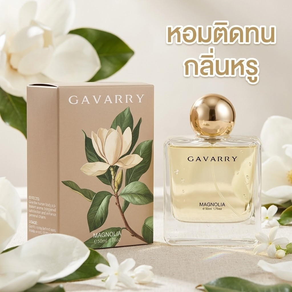 GAVARRY MAGNOLIA 50ml น้ำหอมกลิ่นดอกแมกโนเลีย หอมหรูหราสดชื่น ติดทนนาน ของแท้ 100% กลิ่นหอมฟุ้งสไตล์ลูกคุณหนู