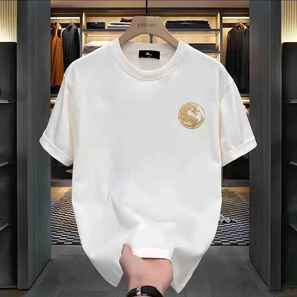 แมทช์สไตล์ใหม่ 2026 ร้อยมังกรเทรนด์แฟชั่นฤดูร้อนเสื้อด้านบนที อินเทรนด์พิมพ์เสื้อสวมหัวอเมริกันปลาค็