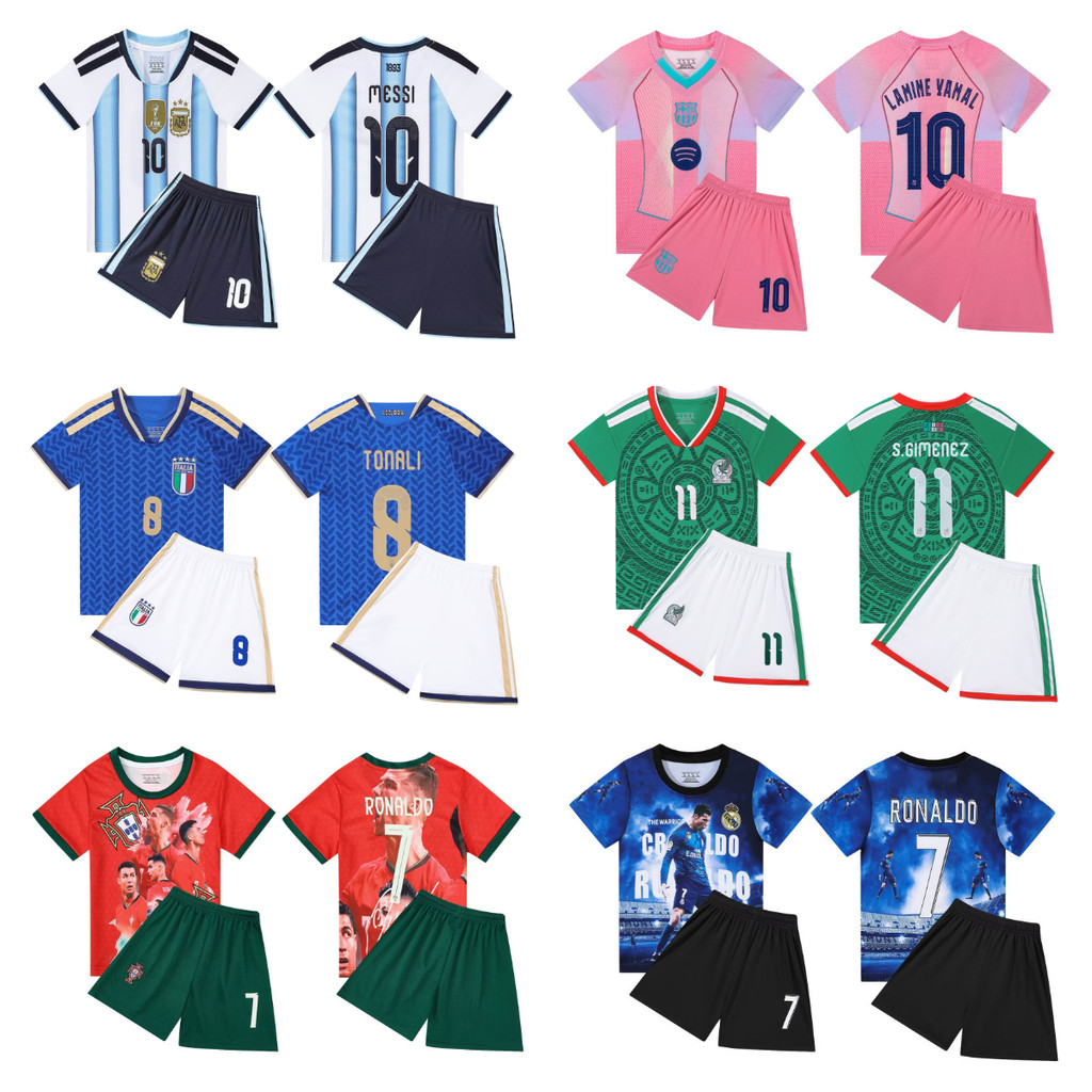 เสื้อฟุตบอลทีมชาติอาร์เจนตินา สไตล์นักเรียนประถม แขนสั้น สำหรับเด็ก