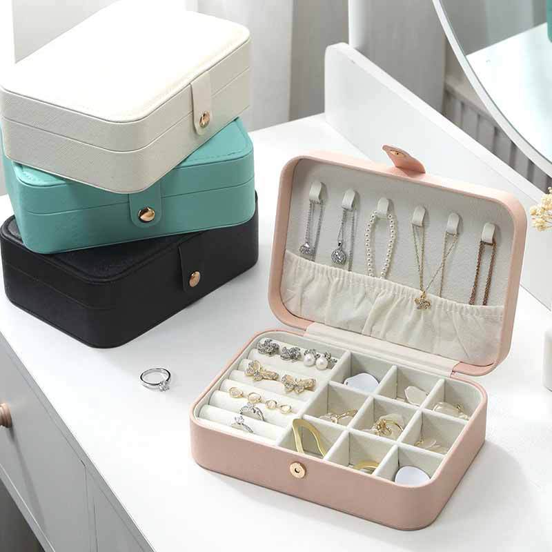 กล่องเครื่องประดับ Travel Simple แบบพกพาชั้นเดียวต่างหูต่างหูแหวนเก็บ Shopee กล่องเครื่องประดับ M26.