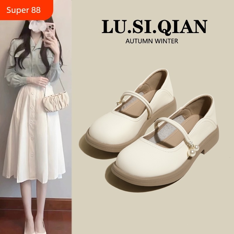 รองเท้าแมรี่เจน mary jane shoes Mary Jane Summer Flat French Spring Autumn Round Toe Shoes