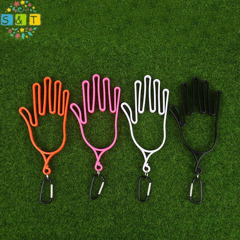 [S&T] 1Pc Golf Gloves Holder With Carabiner Golf Gloves Stretcher Golfer Tool Gear Gloves Ra Hanger 