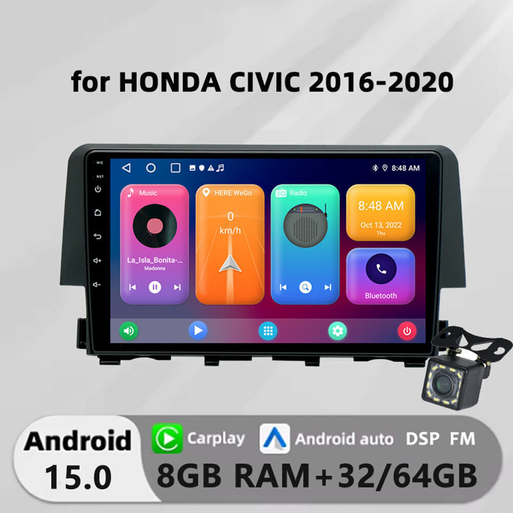 Honxun เครื่องเสียงรถยนต์หน้าจอสัมผัส android หัว 9 นิ้ว 8G+64 สําหรับ HONDA CIVIC 2010-2020 carplay