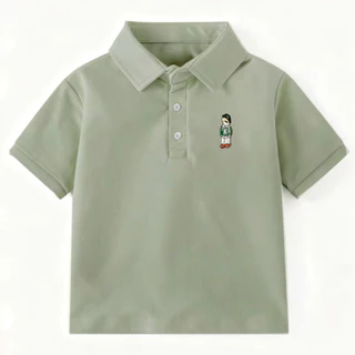 เสื้อโปโลเด็กผู้ชาย5 12ปี ลายปักแฟชั่น แขนสั้น คอปก เด็กผู้ชาย ยืดเด็กผู้ชาย เด็กโต