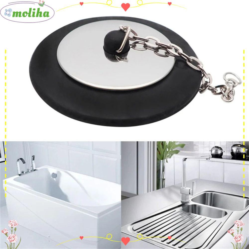 MOLIHA 1 ชิ้น Tub Stopper, ยาง Universal Bath Tub Drain, แขวนแหวนซิลิโคนโซ่อ่างอาบน้ําปลั๊กอ่างอาบน้ําอุปกรณ์เสริม