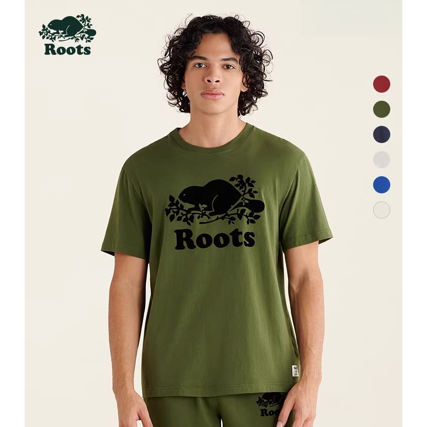 Ro.ots ผู้ชายและผู้หญิงฤดูร้อนเสื้อยืด Beaver จดหมายพิมพ์รอบคอผ้าฝ้าย Joker แขนสั้น