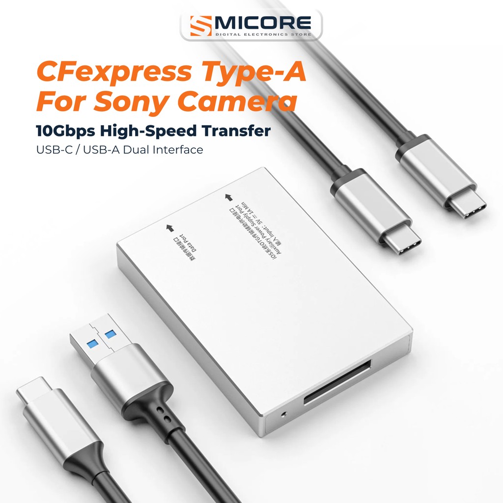 CFexpress Type-A USB3.1 10Gbps เครื่องอ่านการ์ด แบบใช้คู่ Type-C / USB สำหรับกล้อง Sony ช่างภาพ & วิ