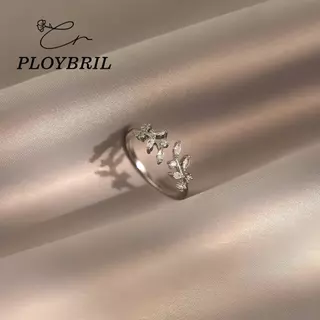 PLOYBRIL Fancy แหวนนิ้วมือ รูปใบมะกอก สีเงิน สีทอง ปรับได้ เครื่องประดับแฟชั่น สําหรับผู้หญิง J009
