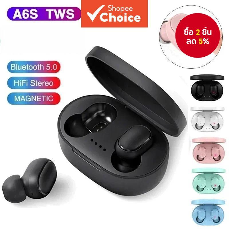 A6S TWS หูฟังไร้สายบลูทูธกันน้ํากีฬาสเตอริโอ Fone หูฟังพร้อมไมโครโฟนชุดหูฟังตัดเสียงรบกวน