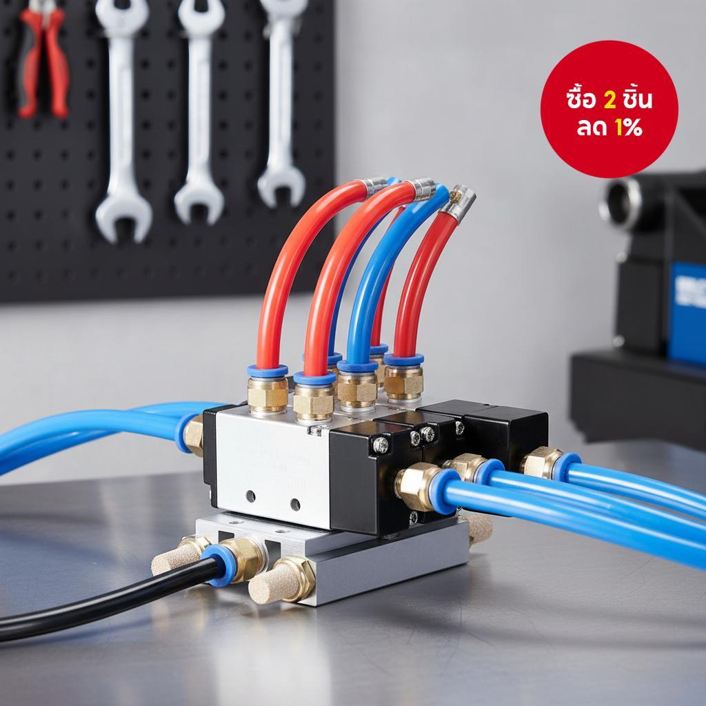 4A210-08 วาล์วลมควบคุมทิศทางแบบแม่เหล็กไฟฟ้า 5 ทาง 1 ชิ้น 2 ตําแหน่ง