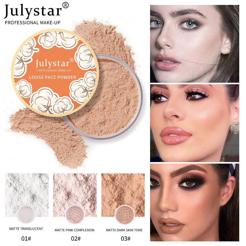Julystar คอนซีลเลอร์ Loose Powder Light Nude Repairing Matte Loose Powder กันน้ํา Sweatproof Non-Tak