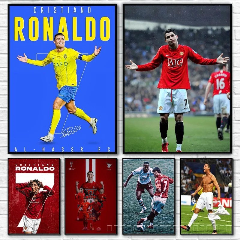 1PC C-Cristiano Ronaldo CR7 โปสเตอร์ Self-กาวศิลปะกระดาษกันน้ําสติกเกอร์กาแฟ House Bar Room Wall Dec