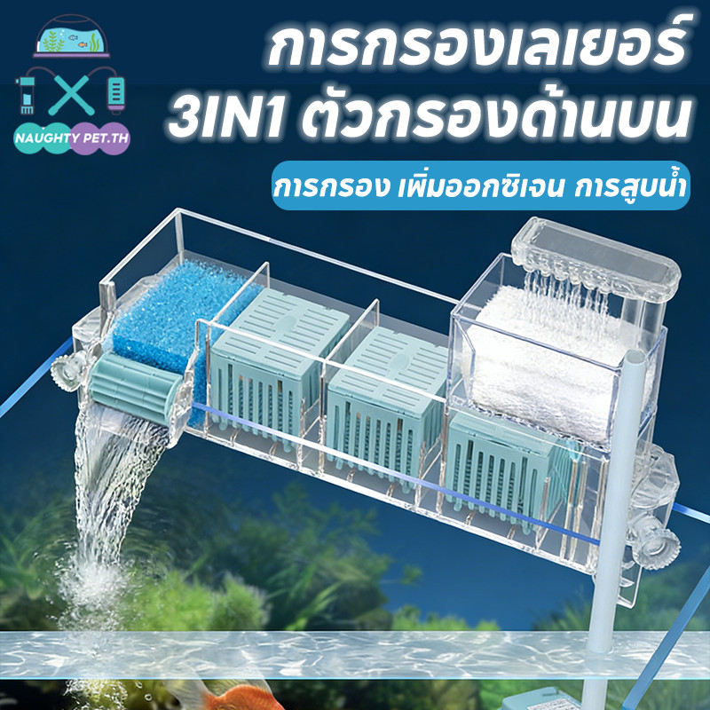 3IN1ตัวกรองตู้ปลา กรองแขวน น้ำสะอาดง่าย ๆ Top Filter กรองแบบใสใส่วัสดุกรองได้เยอะขึ้น กรองหลาย