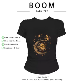 COD（จัดส่งภายใน 24 ชั่วโมง）เสื้อสาวอวบ เสื้อครอปท็อป แขนสั้น babytee สไตล์เกาหลี y2k T-shirt | สีฟอกธีมท้องฟ้า