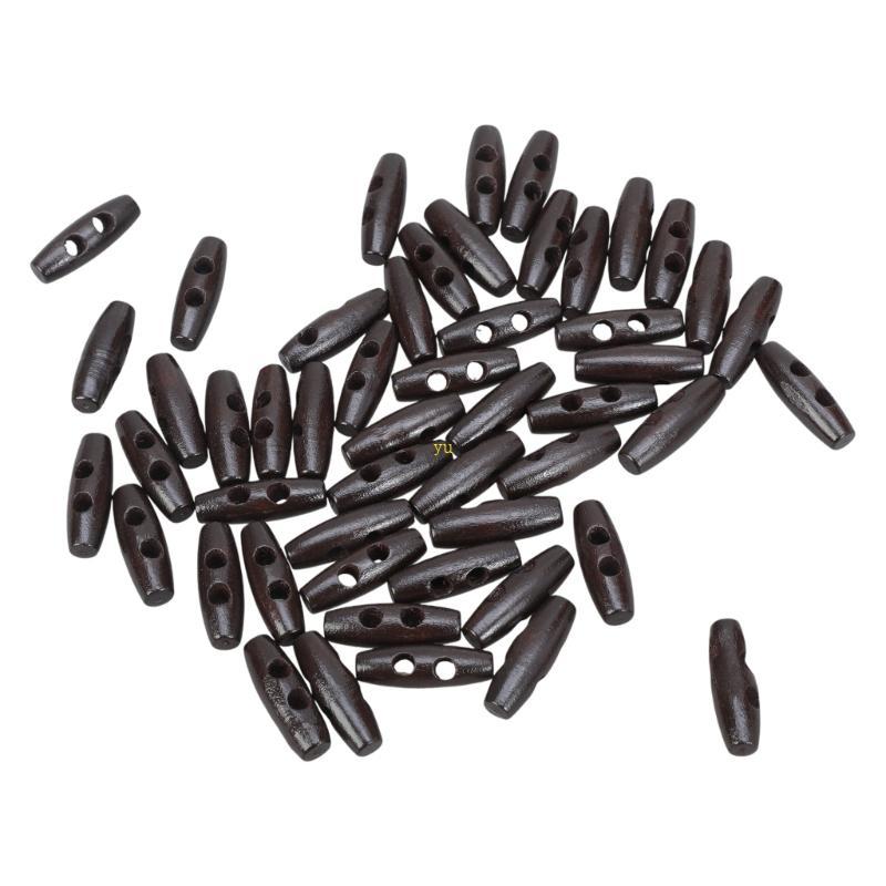 Yu 50 ชิ้น Coat Duffle Toggle ปุ่มฮอร์นจักรเย็บผ้าถักปุ่ม