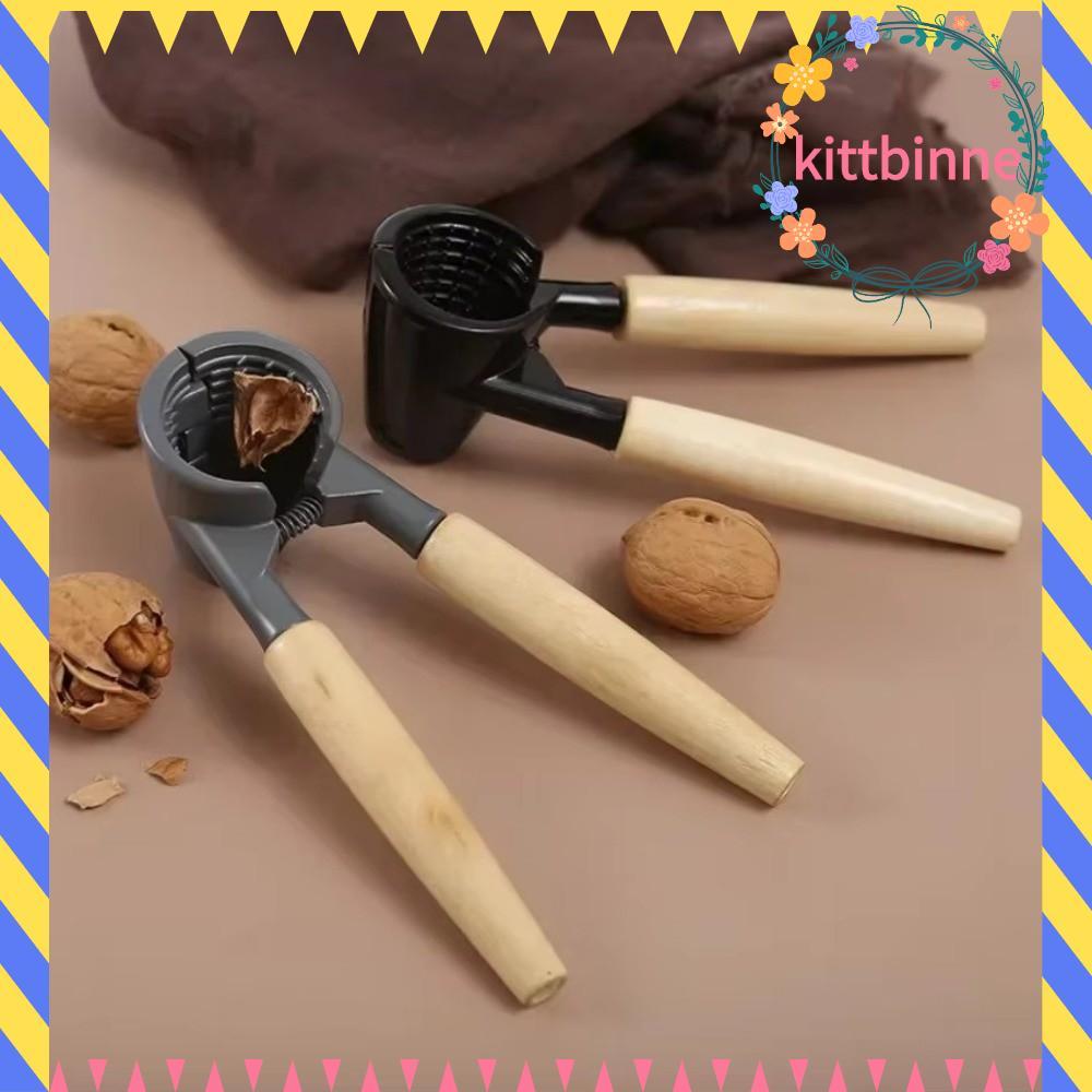 KITTBINNE823 Nutcracker Sheller Clip, Heavy Duty Wood Handles Walnuts Nutcracker, เครื่องมือคู่มืออลูมิเนียมในครัวเรือนสําหรับเปิดกุ้งก้ามกรามถั่วพีแคน