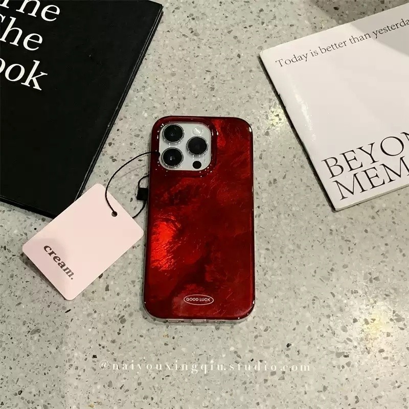 Ins สีแดงGradientรูปแบบเลเซอร์Glacierเคสโทรศัพท์Anti-FallสําหรับiPhone 16 Promax 15 Promax 11 12 13 14plus 11 Pro Max X XS XR XS Max 78 7Plus