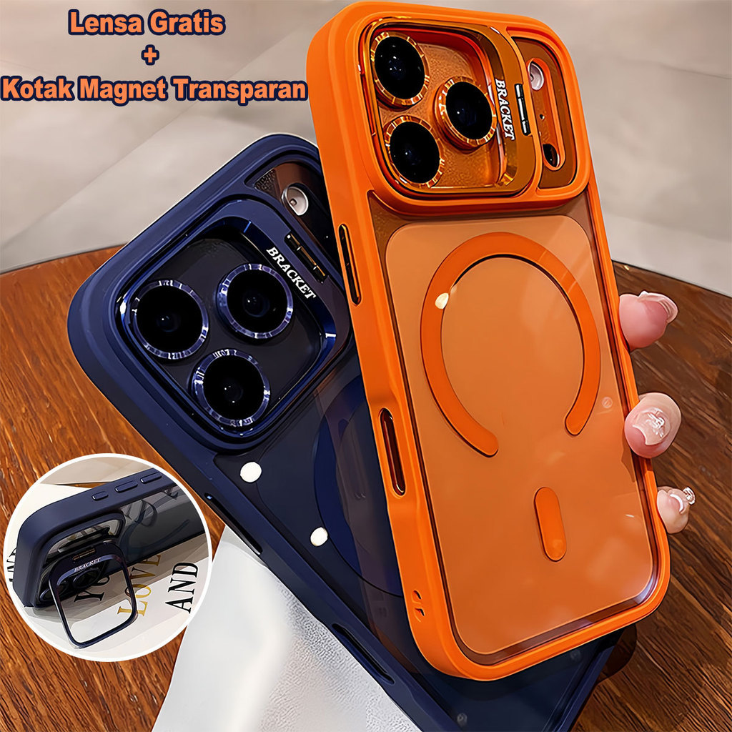 ฟรีเลนส์โปร่งใสแม่เหล็กกรณีพับกล้องยึดปลอกสําหรับ ไอโฟน 1112 13 14 15 16 17 มือโปร สูงสุด กรณีล้อมรอ