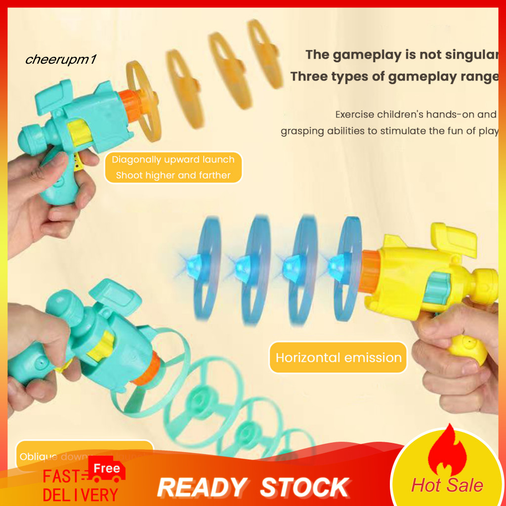 CHEER Easy-to-use Flying Disc ของเล่นเด็ก Led Light-up Flying Disc Launcher ของเล่น – สวนกลางแจ้ง Backyard สนามหญ้ายิงเกมสําหรับเด็กวัยหัดเดินชายหญิงสนุกปลอดภัย Frisbee สําหรับ Park