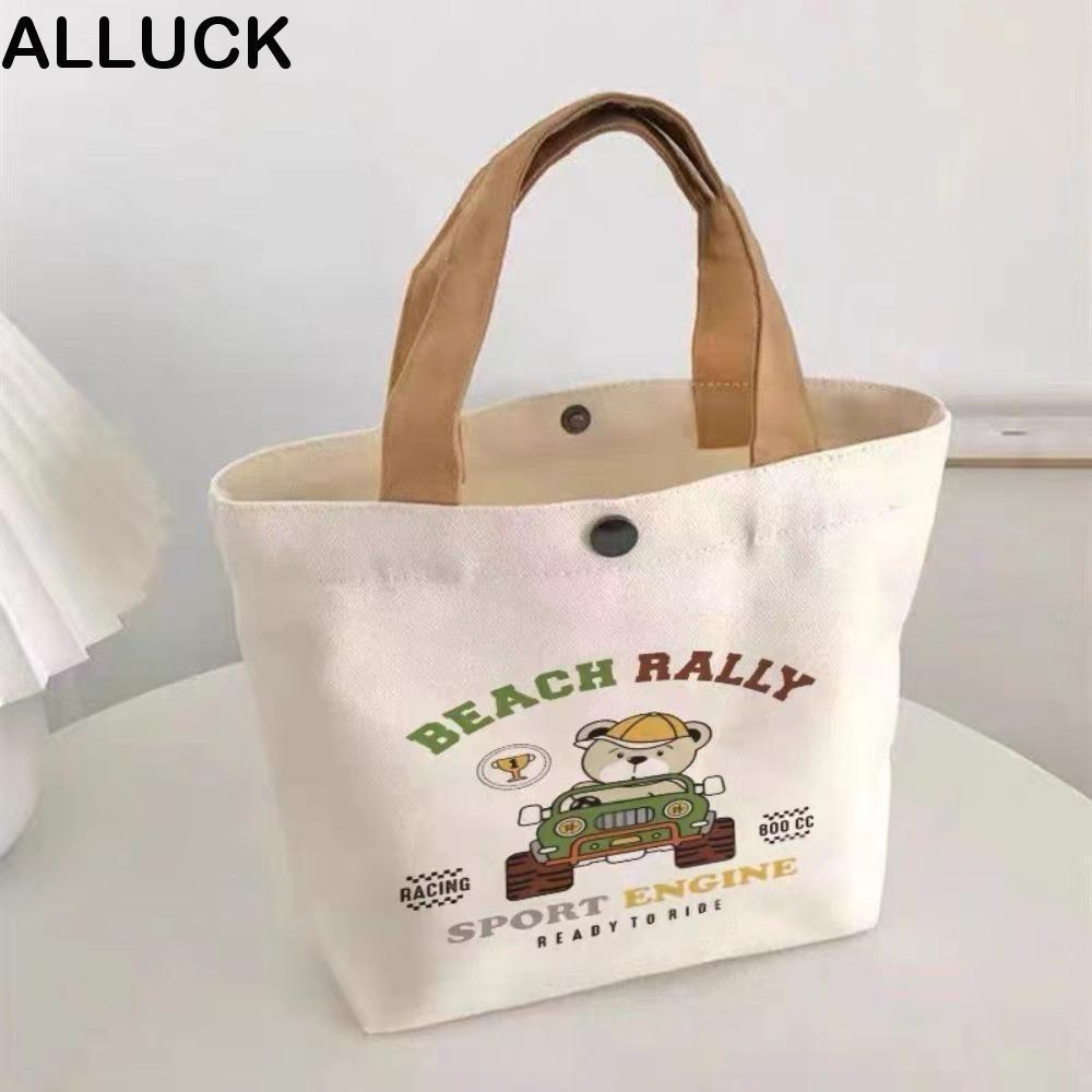 ALLUCK กระเป๋าถือผ้าใบขนาดเล็กดีไซน์การต์โตน่ารัก สไตล์แฟชันสำหรับใช้งานและเดินทาง