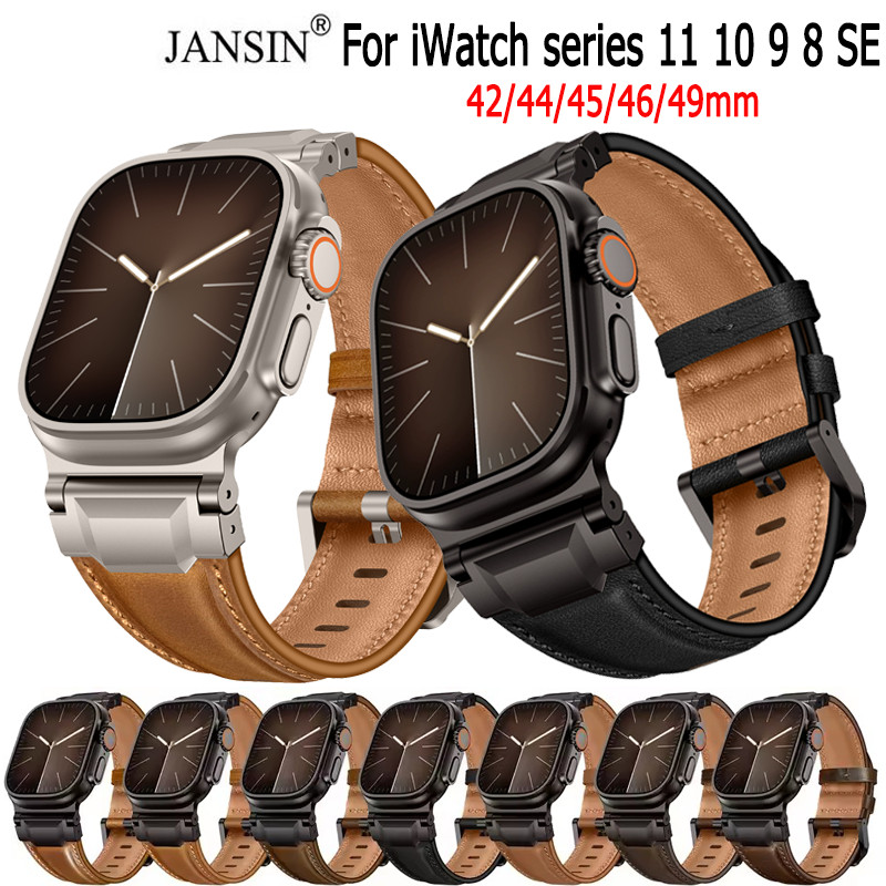 สร้อยข้อมือหนังธุรกิจ สายผู้ชาย สําหรับ iWatch Series 11 10 9 8 7 6 5 4 SE 3 Band