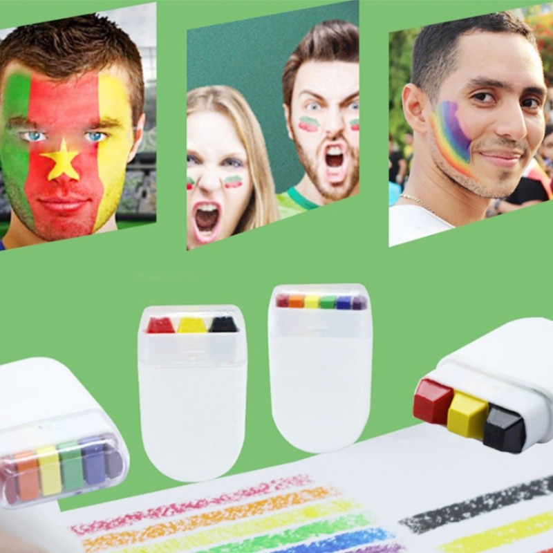🌈(ปลอดภัย ล้างออกง่าย)ปากกาเพ้นท์หน้า สีเขียนหน้า เพ้นท์หน้า สีรุ้ง ดินสอเขียนหน้ารุ้ง ดินสอเพ้นท์ตัว ฟุตบอลโลก ยูโร - รูปที่ 5