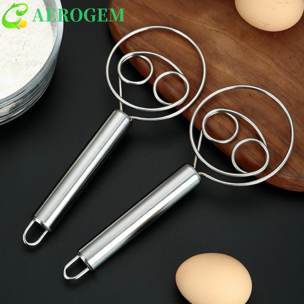 AEROGEM ที่ปัดแป้งสแตนเลส, แท่งผสมแป้งเงินกันสนิม, Bakeware Handheld Anti-stick Egg Beater Bread