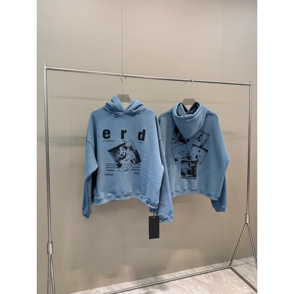 QCBJ ERD Melancholy Rich Second Generation Heavy-Duty Distressed Washed Hoodie High Street VIBE Casu