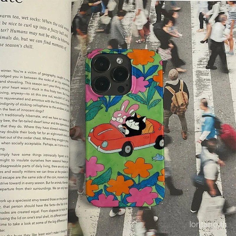 รถแมวน่ารักการ์ตูนสัตว์ Creative ขายร้อน Frosted เคสโทรศัพท์เหมาะสําหรับ iPhone 15plus 17promax 16pr