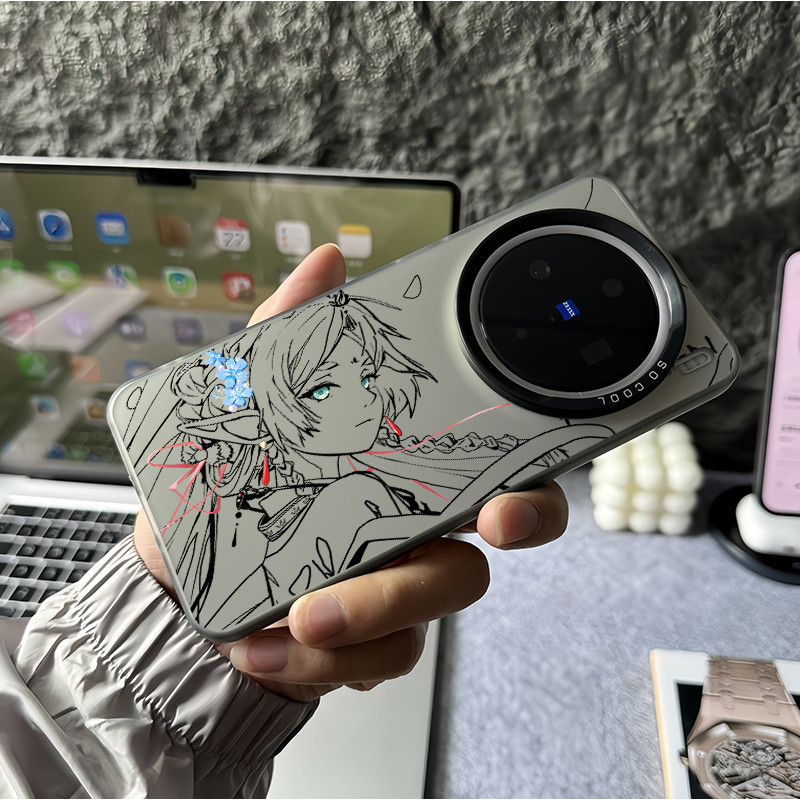 เคสโทรศัพท์ลายสาวอนิเมะ สำหรับ Vivo X300 Ultra, X300 Pro, X200 Ultra, X200 Pro, X100S Pro, V60, V50, V40, X200S, X100S, X100 Pro, X90, X80, X70 แบบหลังแข็ง ขอบนุ่ม ป้องกันแรงกระแทก