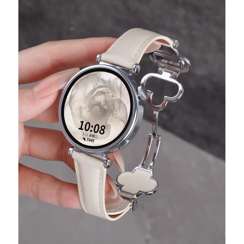 Elegant Clover Leather Strap For Huawei watch gt 6 pro สาย Huawei gt 6 Strap Huawei watch GT 5 สาย h