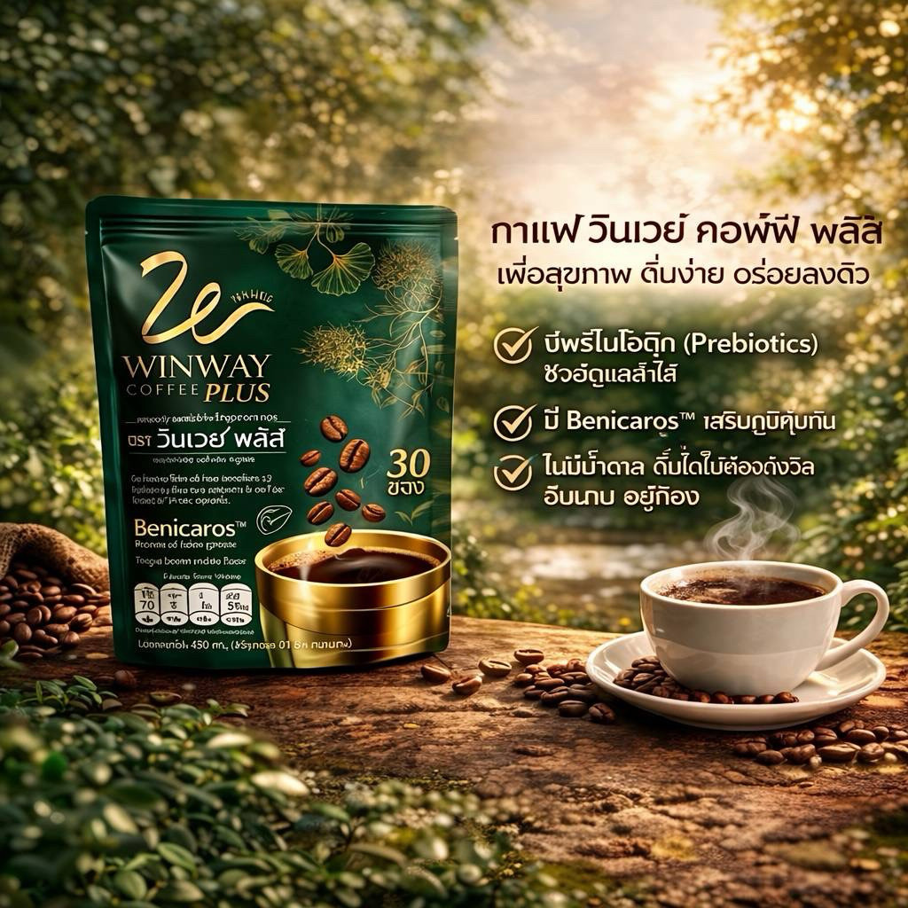 กาแฟวินเวย์ (1ห่อ 30ซอง) วินเวย์คอฟฟี่ พลัส  Winway coffee plusใหม่