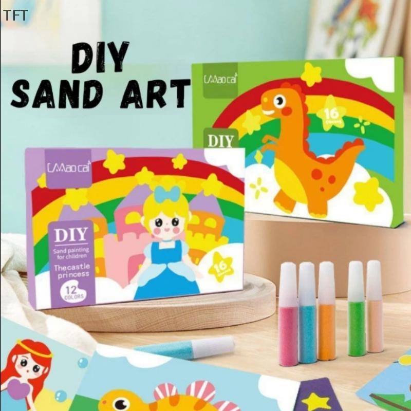 (FTT) ชุดระบายสีทรายเพื่อการศึกษา DIY-12สีสำหรับศิลปะ & สมาธิใหม่