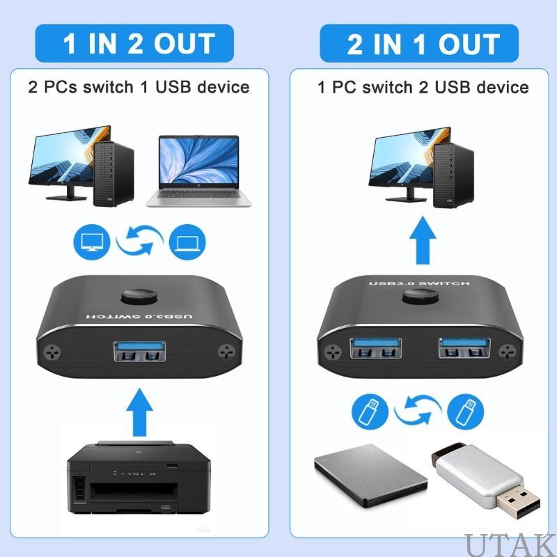 TAKE USB3 0 Switcher 2 in 1 Out หรือ 1 in 2 Out Switches สําหรับอุปกรณ์ USB ที่แชร์อย่างรวดเร็ว