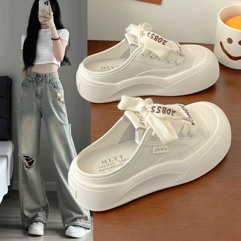 รองเท้าแตะครึ่งผู้หญิง Baotou สไตล์ slip-on สำหรับฤดูใบไม้ผลิ ดีไซน์ทันสมัย สวมใส่ง่าย