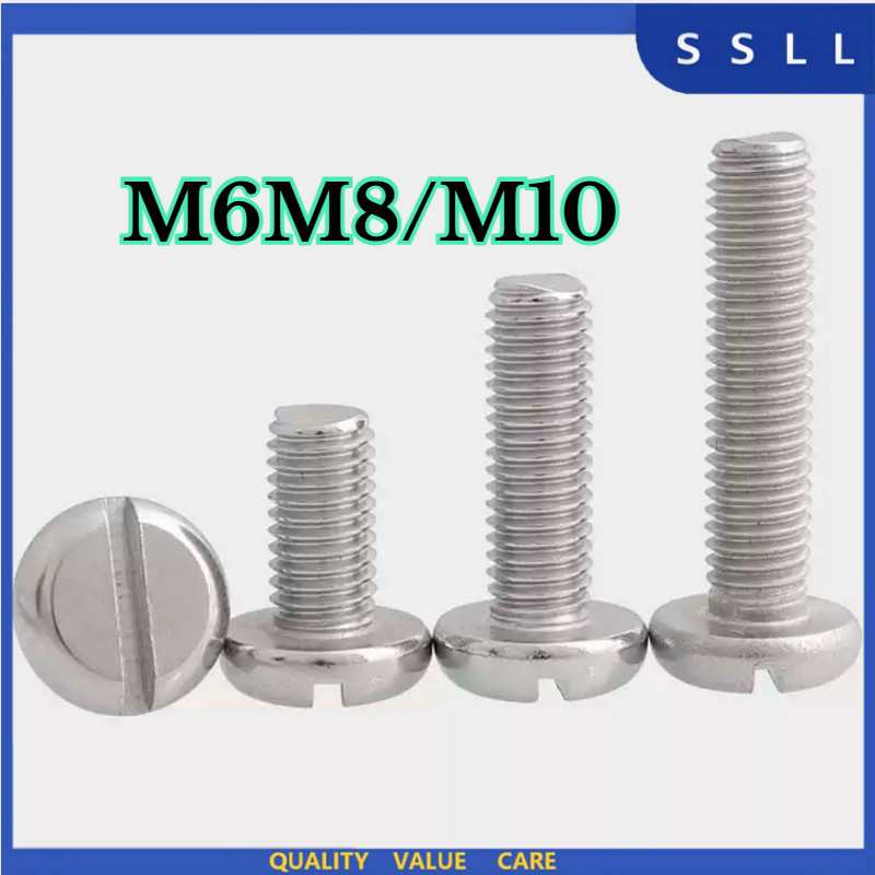 304 สแตนเลส one-slot หัวทรงกระบอกสกรู GB65 slotted สกรูรอบหัว bolt M6M8/M10SZLL